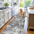 3x15 Ft Long Hallway Runner Rug – Non-Slip Washable Kitchen Floor Rug with Rubber Backing, Modern Low Pile Thin Wide Carpet Runners for Bedroom, Entryway Indoor (Black Grey,3x15)