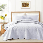 IR Imperial Rooms 10 Pack Twin Quilt Bedding Set (68" x 86") - Bulk Wholesale for Hotels, Guest Bedroom & Airbnbs - Lightweight Microfiber Reversible Floral Embossed Quilts Bedspreads (White)