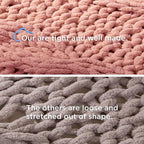 Chunky Knit Blanket Throw - 100% Hand Knitted Chunky Soft Throw Blanket for Couch, Thick and Warm Blanket for Winter, Pink, 40x50 Inches