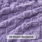NEWCOSPLAY Super Soft Throw Blanket Lavender Premium Silky Flannel Fleece 3D Heart Checkered Lightweight Bed Blanket All Season Use (Lavender Heart, Throw(50"x70"))