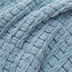 Bedsure Blue Throw Blankets for Couch - Textured Chunky Knit Woven Chenille Blanket - Super Soft, Warm Decorative Boho Throw with Tassels for Bed, Sofa and Living Room Decor, 50x60 Inches