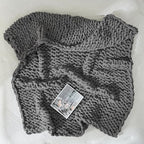 YAAPSU Chunky Knit Throw Blanket for Couch, 51"x63", 100% Hand Knitted Thick Cable Knit with Cozy Jumbo Chenille Yarn, Soft Large Rope Knot Crochet Blankets for Sofa Bed Living Room Décor, Gray