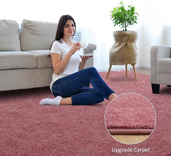 Keeko 4x6 Area Rugs for Living Room, Soft Modern Memory Foam Bedroom Rug Washable Indoor Rug Low Pile Minimalist Non Slip Carpet for Kids Nursery Dorm Room Home Decor Dark Red and White