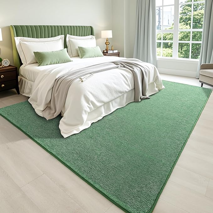 Keeko Soft Rugs for Bedroom, 3x5 Living Room Area Rug Washable Memory Foam Small Entryway Throw Rugs Low Pile Minimalist Non Slip Bedside Rug Carpet for Kids Nursery Dorm Room Decor Green