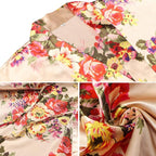 Women's Floral Satin Robes Bride Bridesmaid Getting Ready Robe Short Silky Kimono Sleepwear for Wedding Party