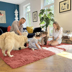 OLANLY Area Rugs for Living Room Bedroom, Machine Washable 4x5.9 ft Soft Fluffy Shaggy Bedside Rug, Indoor Floor Carpet for Kids Girls and Boys, Dorms, Nursery Rooms, Home Decor Aesthetic, Rust Red