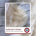 LAMBZY Bear Skin Rug Super Soft Fluffy Faux Fur for Bedroom Floor Sofa Living Room High-Density Plush Shaggy Carpet Sofa Cover Bedside Sheepskin Rug (6'x9', Cream)
