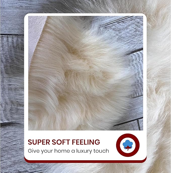 LAMBZY Bear Skin Rug Super Soft Fluffy Faux Fur for Bedroom Floor Sofa Living Room High-Density Plush Shaggy Carpet Sofa Cover Bedside Sheepskin Rug (6'x9', Cream)