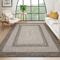 9x12 Living Room Rug Large Washable Rug Non Slip Boho Accent Braided Print Carpet Indoor Throw Floor Cover Farmhouse Rustic Area Rug Bohemian Border Carpet for Bedroom Home Decor, Mocha