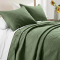 IR Imperial Rooms 10 Pack Twin Quilt Bedding Set (68" x 86") - Bulk Wholesale for Hotels, Guest Bedroom & Airbnbs - Lightweight Microfiber Reversible Floral Embossed Quilts Bedspreads (Olive Green)