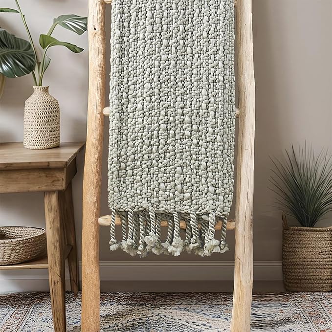 Home Soft Things Basket Weave Throw Blanket, Soft Cozy Warm Blanket with Braided Decorative Throw for Couch Sofa Outdoor Indoor, Silver, 50''x60