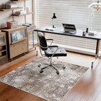 Washable 5x5 Area Rug Square – Non-Slip Soft Indoor Rug for Kitchen Living Room Entryway Bathroom – Modern Abstract Neutral 5ft Rug (Brown Beige, 5x5)