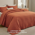 Bedsure King Quilt - Red Orange Bedspread King Size & Lightweight Comforter, Boho Coverlet with Clover Pattern, Ultra Soft All-Season Bedding, 106 x 96 Inches | Stitch-Free Quilting, Ultra Soft, Lightweight, Machine Washable, Pet-Friendly