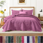IR Imperial Rooms 8 Pack Quilt King Size Bedding (106" x 96") - Bulk Wholesale for Hotels, Guest Bedroom & Airbnbs - Lightweight Microfiber Reversible Floral Embossed Quilts Bedspreads (Purple)