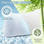 WOLKI Cooling Standard Pillows Set of 2 Memory Foam Pillows, Twin/Full Size 2 Pack Adjustable Shredded Memory Foam for Side Sleepers, Back, Stomach, Hot Sleepers (20x26)