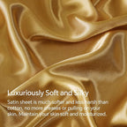 BEDELITE Satin Sheets Full Size Bed Set, Luxury Soft Gold Silky Sheets for Hair and Skin, Similar to Silk Bed Sheets Set 4 Pieces with 1 Deep Pocket Fitted Sheet, 1 Flat Sheet, and 2 Pillowcases