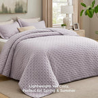 Bedsure Quilts Queen Size - Purple Bedspread Queen Size & Lightweight Comforter, Modern Farmhouse Coverlet with Clover Pattern, Ultra Soft All-Season Bedding, 90 x 96 Inches | Stitch-Free Quilting, Ultra Soft, Lightweight, Machine Washable, Pet-Friendly