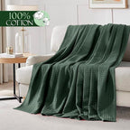 Elegant Comfort Premium 100% Cotton Waffle Blanket - Lightweight Breathable Waffle Weave Bed Blanket - Soft and Warm All Season Blanket for Couch, Sofa and Bed, TwinXL Size 68x90 Inches, Hunter Green