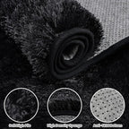 2x6 Bedside Area Rugs for Bedroom: Soft Fluffy Shag Black Rug for Hallway, Non-Slip Fuzzy Plush Living Room Rug Indoor Floor Carpet for Kids Rooms, Dorm, Nursery, Modern Home Aesthetic Decor