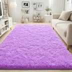 ISEAU Super Soft Fluffy Rugs Shag Area Rug, Mats for Bedroom Living Room Fuzzy Carpet Comfy Anti-Slip Mats Bedside Carpets for Boys Girls Kids Room Nursery Home Decor, 4ft x 6ft, Purple