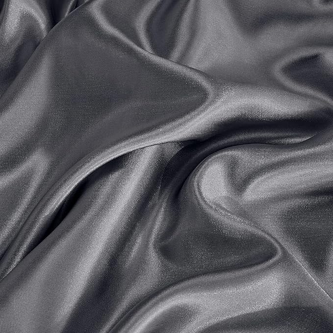 CozyLux Satin Sheets King Size Sheet Set - 6 Piece Silky King Sheets, Luxury Dark Grey King Bed Set with Smooth and Soft Microfiber, Includes 1 Fitted Sheet, 1 Flat Sheet and 4 Pillowcases