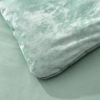 Fredsure Distressed Velvet Comforter Set, 5 Pieces Sage Green King, Distressed Velvet Face and Brushed Microfiber Reverse
