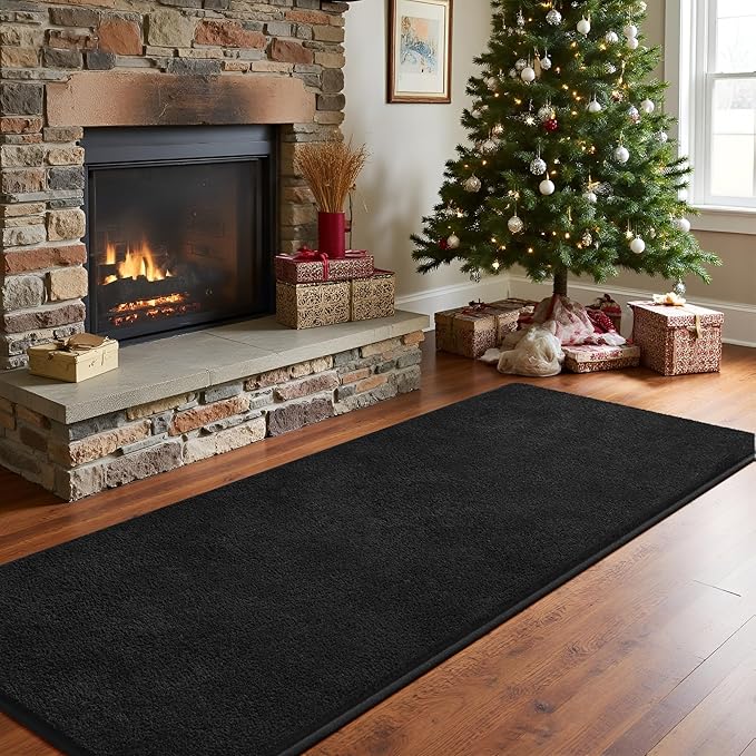 Keeko 2x6 Runner Rug, Black Bedroom Bedside Runner Rug Small Carpet Living Room Area Throw Rugs for Hallway Soft Indoor Memory Foam Rugs for Teen Kids Classroom Nursery Dorm Laundry Room Decor