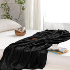 Aormenzy Black Knit Throw Blankets Cable Knit Decorative Throw Blanket Soft Cozy Knitted Blanket for Sofa Couch Bed, 50" x 60"