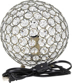 Elegant Designs LT1026-ABS 8" Elipse Crystal Collection Metal Crystal Ball Sequin Table Desk Lamp for Accent Lighting, Décor, Living Room, Antique Brass