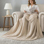 WDCOZY Chunky Cable Knit Throw Blanket Super Soft Warm Knitted Throw Blanket for Couch, Sofa, Chair, Bed Lightweight Breathable Cozy Comfortable Home Decorative Camel Tan Beige 60x80 Inches