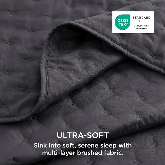 Bedsure California King Quilt - Charcoal Bedspread California King Size & Lightweight Comforter, Modern Coverlet with Clover Pattern, Ultra Soft All-Season Bedding, 111x106 Inches | Stitch-Free Quilting, Ultra Soft, Lightweight, Machine Washable, Pet-F...