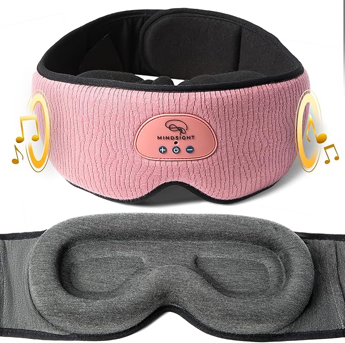 Mindsight DriftBand Sleep Mask with Bluetooth Headphones | Blackout Eye Mask with Memory Foam | Breathable Plush Fabric | Ultra-Thin Adjustable Speakers | Built for Sleep & Travel | Easy to Spot Clean