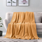 Elegant Comfort Premium 100% Cotton Waffle Blanket - Lightweight Breathable Waffle Weave Bed Blanket - Soft and Warm All Season Blanket for Couch, Sofa and Bed, Twin Size 68x88 Inches, Gold