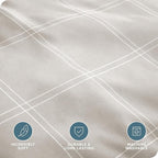 Bare Home Bedding Duvet Cover Full Size - Premium 1800 Super Soft Collection - Lightweight, Duvet Cover - Soft Textured Bedding (Full, Modern Plaid - Stone/White)