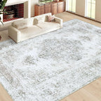 XLUEZ Area Rug 10x12 Living Room Rugs, Machine Washable Vintage Distressed Medallion Rug Non-Slip Soft Low Pile Large Indoor Rugs for Bedroom Kitchen Dining Room Office(Taupe,10'x12')