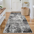 4x6 Washable Non-Slip Area Rug – Modern Abstract Neutral Small Carpet for Indoor Entryway, Kitchen, Bedroom, Living Room, Office – Low-Pile Thin Throw Rugs (Black Grey,4x6)