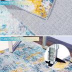 Area Rug 8x10 Washable Rugs Modern Abstract Area Rug Soft Non-Slip Non-Shedding Faux Wool Stain Resistant Floor Carpets for Living Room Bedroom Dining Room Kids Room Home Office (Teal, Rust)