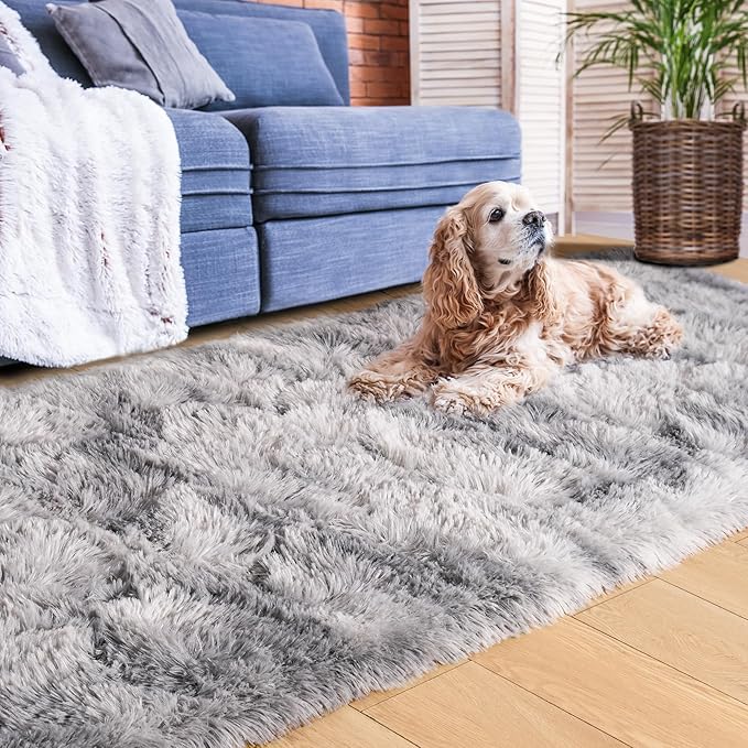 ISEAU Runner Rug for Dorm, College, Apartment, Bedroom, 2x6 Feet Shag Area Rug with Upgrade Non Slip, Light Grey Fluffy Carpet Runner for Hallway, Fuzzy Soft Rugs for Kids Boys Bedroom Decor