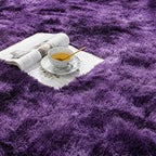 Softlife Dark Purple Area Rug for Bedroom, Fluffy Shag Plush Tie Dyed Rugs for Living Room Girls, Shaggy Throw Carpet for Kids Soft Fuzzy Runner Small 2x6 Runners for Hallways Dorm