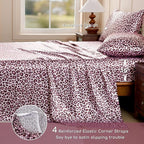 MR&HM Satin Sheets with Elastic Corner Straps, Twin XL Size 3-Piece Silky Bedding Set, Deep Pocket 15 Inches, Good for Hair & Skin (Twin XL, Pink Leopard)