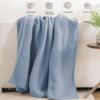 Whale Flotilla Chunky Knit Throw Blanket for Couch and Bed, Grey Blue Decorative Cozy Fleece Blanket, Reversible Soft Fuzzy Woven Throws, 60x80 Inch