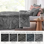 Intelligent Design Twin Comforter Set, Velvet Comforter Set , Luxury Diamond Quilting Comforter Set, Fluffy Comforter Bed Set with Decorative Pillowand 1 Sham, 3 Piece Grey, Twin/Twin XL