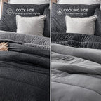 Bedsure King Comforter Set - Cooling and Warm Bed Set, Charcoal Black Reversible Bedding for All Season, 3 Pieces, 1 King Size Comforter (102"x90") and 2 Pillow Cases (20"x36")