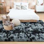 Noahas Large Fluffy 8x10 Area Rugs for Living Room Bedroom,Tie-Dyed Black and Grey Thick Shag Throw Rug,Big Soft Shaggy Bedside Non-Slip Plush Dorm Nursery Kids Carpet
