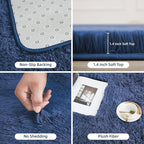 Litanika 3x5 Shag Area Rug for Living Room Bedroom, Dark Blue High Pile Ultra Soft Plush Shaggy Furry Bedside Playroom Dorm Carpet, Non-Slip, Non-Shedding Modern Indoor Floor Rug