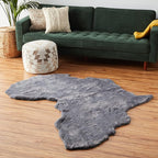 Lith African Map Faux Rabbit Fur Area Rug & Throw - Client Call It Impactful Gift - Soft Plush Luxurious Nursery + Living Room & Bedroom Floor or Chair Couch Sofa Bed Cover- 6x6 ft (Gray/Grey)