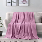 Elegant Comfort Premium 100% Cotton Waffle Blanket - Lightweight Breathable Waffle Weave Bed Blanket - Soft and Warm All Season Blanket for Couch, Sofa and Bed, Twin Size 68x88 Inches, Lavender