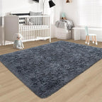 Fluffy Rugs for Bedroom 4x6 Grey Shaggy Rug for Living Room Soft Fur Rug Non Slip Modern Indoor Furry Floor Carpet Washable Plush Fuzzy Kids Area Rug for Nursery Baby Teen Dorm Room