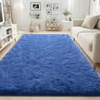 ISEAU Fluffy Rug Carpets Soft Shaggy Area Rugs Indoor Floor Mats for Kids Room Fuzzy Carpet Comfy Cute Nursery Mat Bedside Rug for Boys Girls Bedroom Living Room Home Decor Mat, 3ft x 5ft, Light Navy