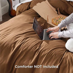 Bedsure Duvet Cover King Size - Soft Double Brushed Bedding Set for Kids & Adults, Zipper Closure, 3 Pieces, Includes 1 Duvet Cover (104"x90") & 2 Pillow Shams, NO Comforter, Brown